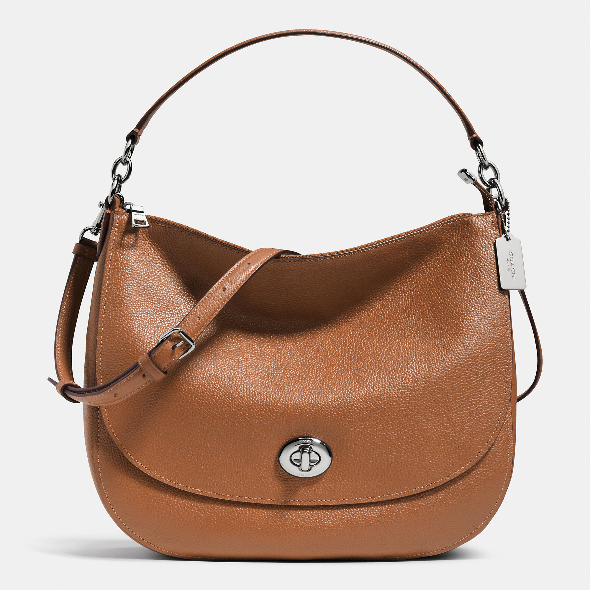 New Realer Coach Turnlock Hobo In Pebble Leather